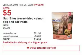 Costco NutriBites freeze dried salmon dog and cat treats offer