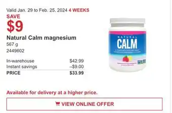 Costco Natural Calm magnesium offer