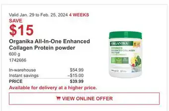 Costco Organika All-In-One Enhanced collagen protein powder offer