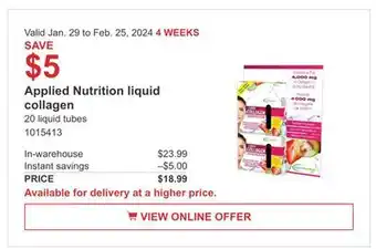 Costco Applied Nutrition liquid collagen offer