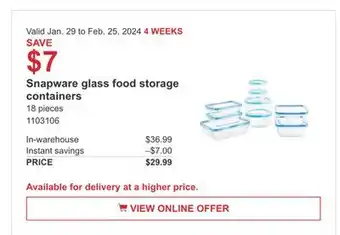 Costco Snapware glass food storage containers offer