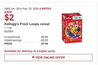 Costco Kellogg's Froot Loops Cereal offer