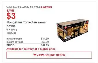 Costco Nongshim Tonkotsu ramen bowls offer