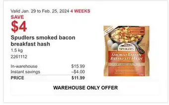 Costco Spudlers Smoked bacon breakfast hash offer