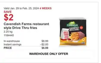 Costco Cavendish Farms restaurant style Drive Thru fries offer