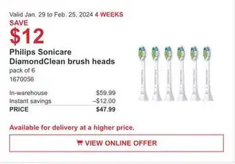 Costco Philips Sonicare DiamondClean Brush Heads offer