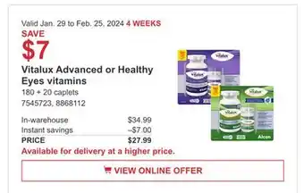 Costco Vitalux Advanced or Health Eyes vitamins offer