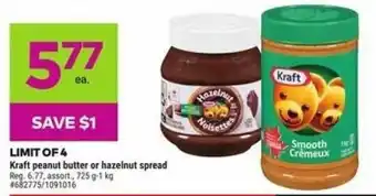 Giant Tiger Kraft peanut butter or hazelnut spread offer