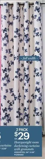 Giant Tiger Heavyweight room darkening curtains with grommets offer