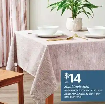 Giant Tiger Solid Tablecloth ASSORTED, 52" X 70" offer