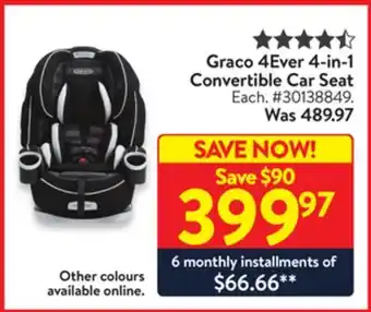 Walmart Graco 4Ever 4-in-1 Convertible Car seat offer
