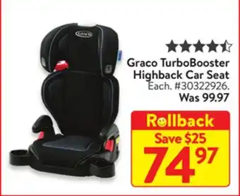 Walmart Graco TurboBooster High Car Seat offer