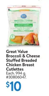 Walmart Great Value Broccoli & Cheese Stuffed Breaded Chicken Breast Cutlettes offer