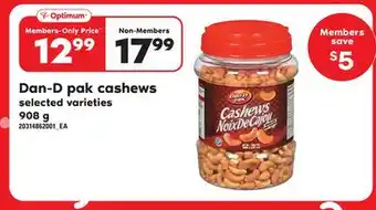 Loblaws DAN-D PAK CASHEWS, 908 g offer
