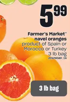 Loblaws FARMER'S MARKET NAVEL ORANGES, 3 lb bag offer