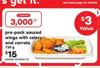 Loblaws PRE-PACK SAUCED WINGS WITH CELERY AND CARROTS, 728 g offer