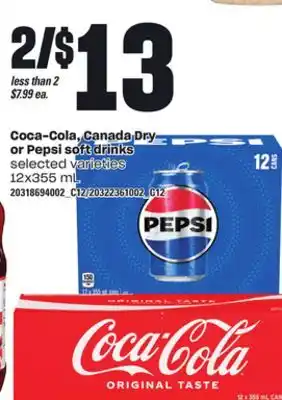 Loblaws COCA-COLA, CANADA DRY OR PEPSI SOFT DRINKS offer