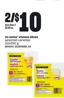 Loblaws NO NAME CHEESE SLICES, 210/230 g offer