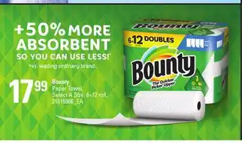 Loblaws BOUNTY PAPER TOWEL, 6=12 roll offer