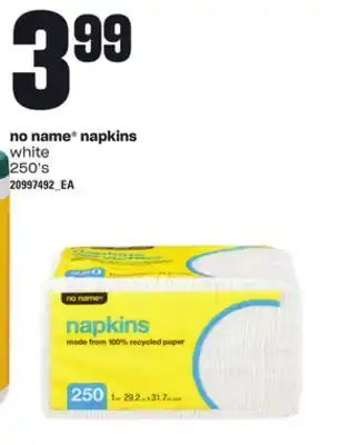 Loblaws NO NAME NAPKINS, 250's offer