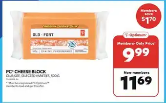 Real Canadian Superstore PC CHEESE BLOCK, 500 G offer