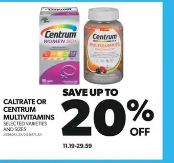 Real Canadian Superstore CALTRATE OR CENTRUM MULTIVITAMINS offer