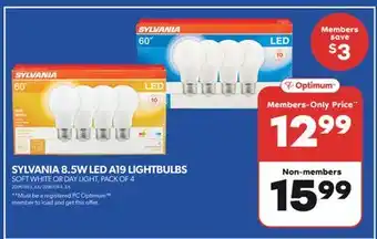 Real Canadian Superstore SYLVANIA 8.5W LED A19 LIGHTBULBS SOFT WHITE OR DAY LIGHT, PACK OF 4 offer