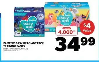 Real Canadian Superstore PAMPERS EASY UPS GIANT PACK TRAINING PANTS, 68-112'S offer