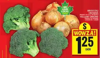 Food Basics BROCCOLI CROWNS OR YELLOW ONIONS offer