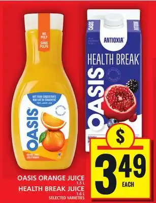 Food Basics OASIS ORANGE JUICE OR HEALTH BREAK JUICE offer