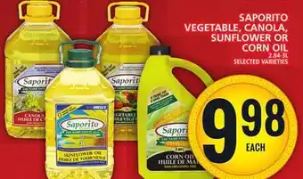 Food Basics SAPORITO VEGETABLE, CANOLA, SUNFLOWER OR CORN OIL offer