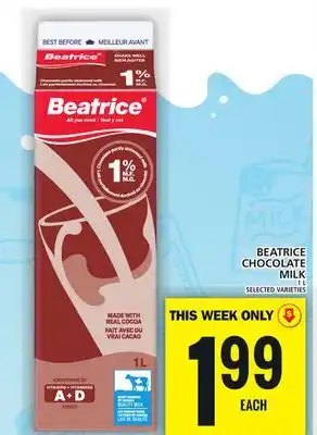 Food Basics BEATRICE CHOCOLATE MILK offer