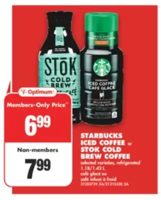 No Frills STARBUCKS ICED COFFEE or STOK COLD BREW COFFEE, 1.18/1.42 L offer