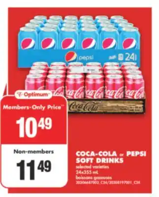 No Frills COCA-COLA or PEPSI SOFT DRINKS, 24x355 mL offer