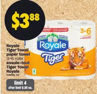 Independent Grocer ROYALE TIGER TOWEL PAPER TOWEL, 3=6 ROLLS offer