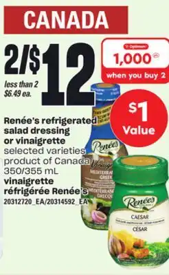 Independent Grocer RENÉE'S REFRIGERATED SALAD DRESSING OR VINAIGRETTE, 350/355 mL offer
