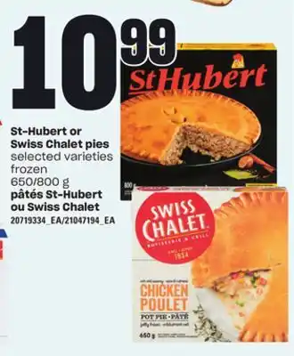 Independent Grocer ST-HUBERT OR SWISS CHALET PIES, 650/800 g offer
