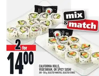 Metro CALIFORNIA ROLLS, VEGETARIAN, OR SPICY SUSHI offer