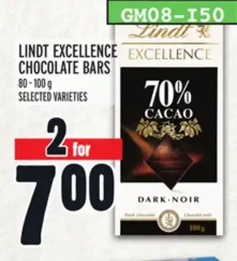 Metro LINDT EXCELLENCE CHOCOLATE BARS offer