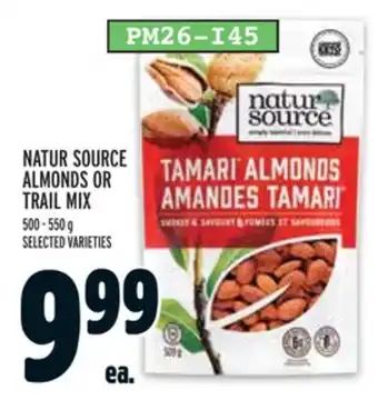Metro NATUR SOURCE ALMONDS OR TRAIL MIX offer