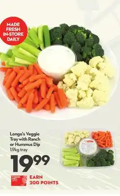 Longo's Longo's Veggie Tray with Ranch or Hummus Dip offer