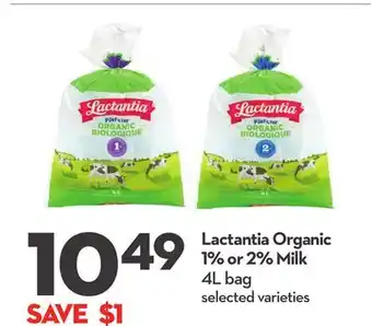 Longo's Lactantia Organic 1% or 2% Milk offer
