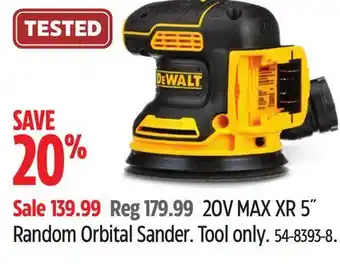 Canadian Tire DEWALT 20V MAX XR 5 Random Orbital Sander offer