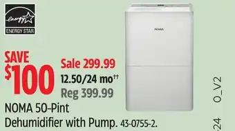 Canadian Tire NOMA 50-Pint Dehumidifier with Pump offer