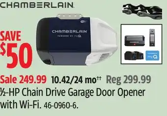 Canadian Tire chamberlain 1⁄2-HP Chain Drive Garage Door Opener with Wi-Fi offer