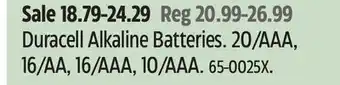 Canadian Tire Duracell Alkaline Batteries offer