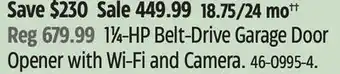 Canadian Tire Chamberlain 1 1⁄4-HP Belt-Drive Garage Door Opener with Wi-Fi and Camera offer