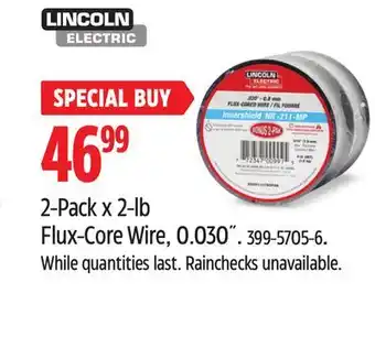Canadian Tire Lincoln Electric 2-Pack x 2-lb Flux-Core Wire, 0.030˝ offer