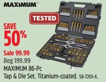Canadian Tire MAXIMUM 86-PC TAP & DIE SET.TITANIUM-COATED offer