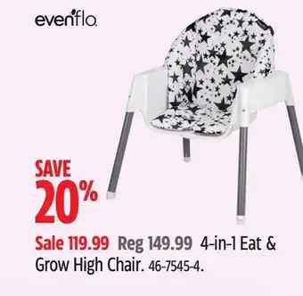 Canadian Tire Evenflo 4-in-1 Eat & Grow High Chair offer